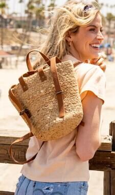 XIX The Palms Insulated Jute Picnic Lined Backpack